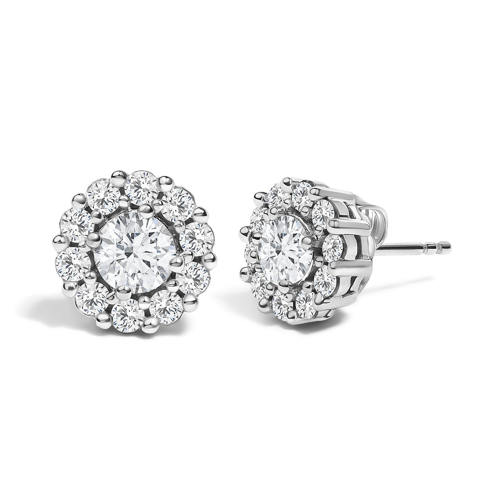 10K White Gold 1 1/2 Cttw Lab Grown Diamond Halo Stud Earrings