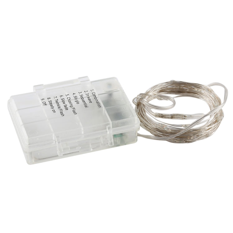 5m Silver Copper Wire String Light, 50 LEDs 3 x AA Batteries Box Fairy Lamp Decorative Light with Remote Control, DC 5V