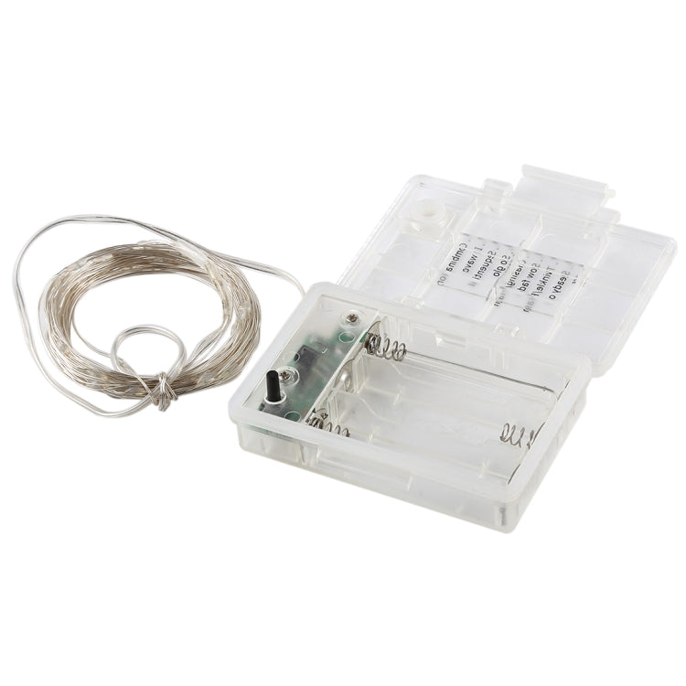 5m Silver Copper Wire String Light, 50 LEDs 3 x AA Batteries Box Fairy Lamp Decorative Light with Remote Control, DC 5V