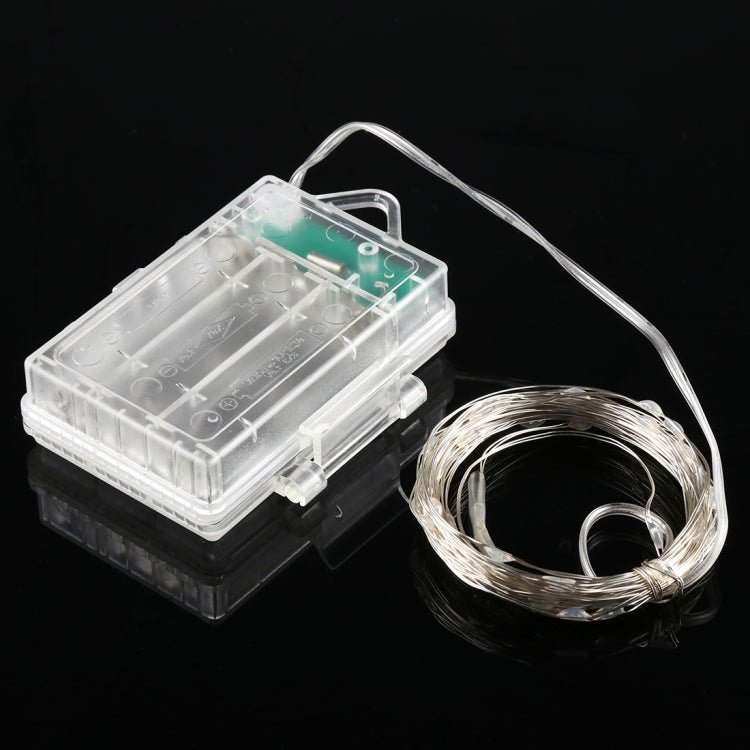 5m Silver Copper Wire String Light, 50 LEDs 3 x AA Batteries Box Fairy Lamp Decorative Light with Remote Control, DC 5V
