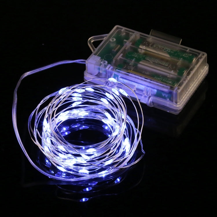 5m Silver Copper Wire String Light, 50 LEDs 3 x AA Batteries Box Fairy Lamp Decorative Light with Remote Control, DC 5V