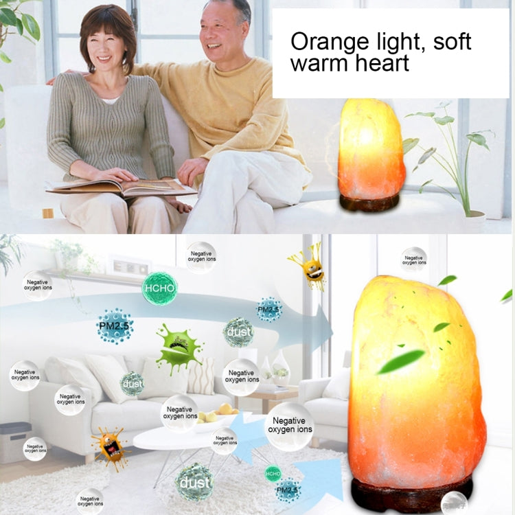 E14 Large Dimmable Himalayan Salt Lamp , Crystal Rock Healthy Table Desk Lamp Night Light with Wood Base & Bulb & Switch, Large Size Weight 3-5KG, AC 220V