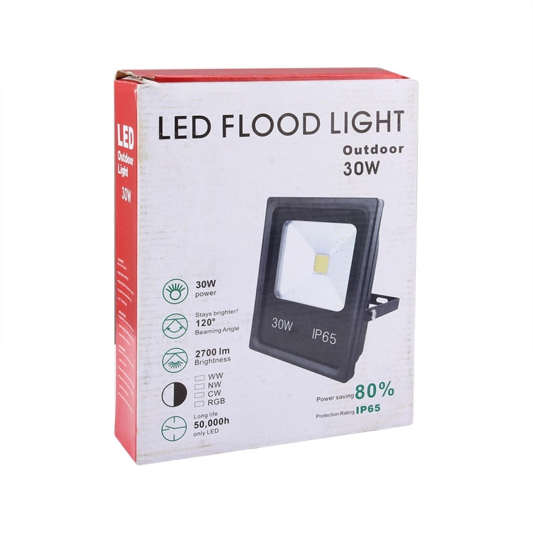 30W IP65 Waterproof White Light LED Floodlight, 2700LM Lamp, AC 85-265V