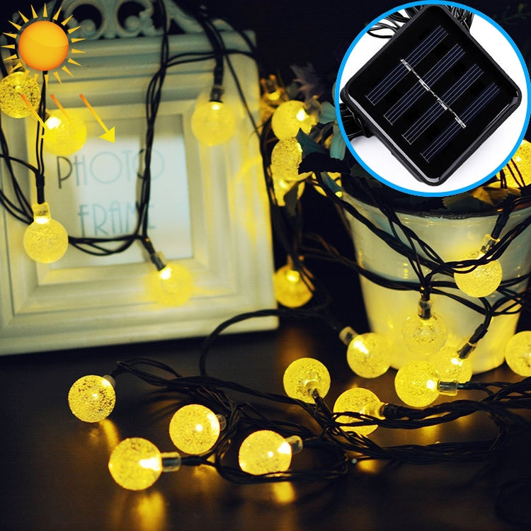 50 LEDs Bubble Ball Outdoor Garden Waterproof Christmas Spring Festival Decoration Solar Lamp String(Warm White)