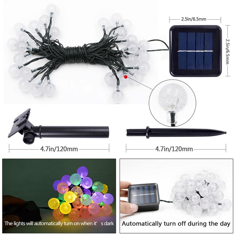 50 LEDs Bubble Ball Outdoor Garden Waterproof Christmas Spring Festival Decoration Solar Lamp String(Warm White)