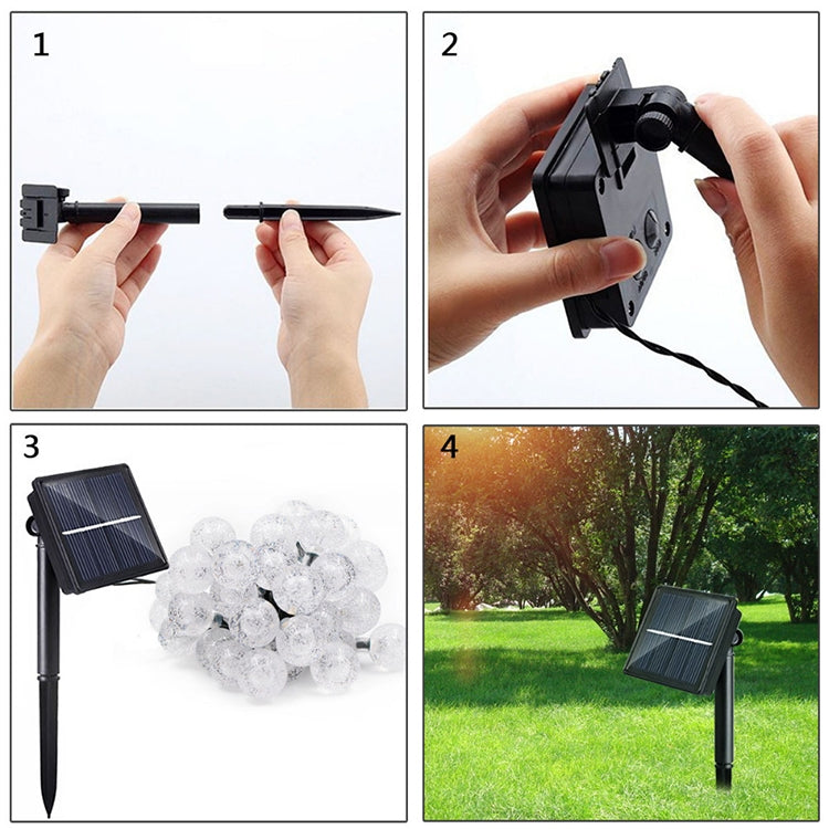 50 LEDs Bubble Ball Outdoor Garden Waterproof Christmas Spring Festival Decoration Solar Lamp String(Warm White)