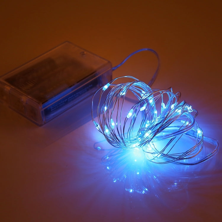 5m IP65 Waterproof Silver Blue Light Wire String Light, 50 LEDs SMD 0603 3 x AA Batteries Box Fairy Lamp Decorative Light, DC 5V(Blue Light)