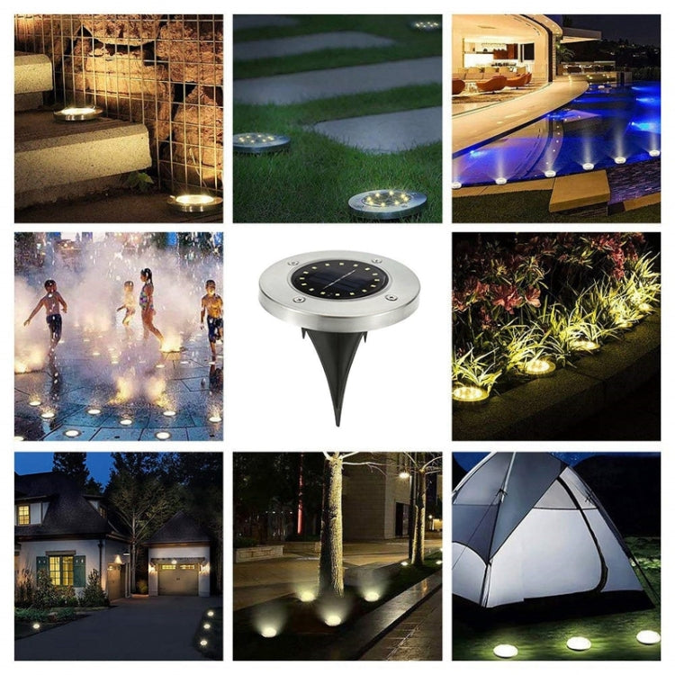 2 PCS 16 LEDs Solar Powered Buried Light Under Ground Lamp IP65 Waterproof Outdoor Garden Street Light (Warm White)