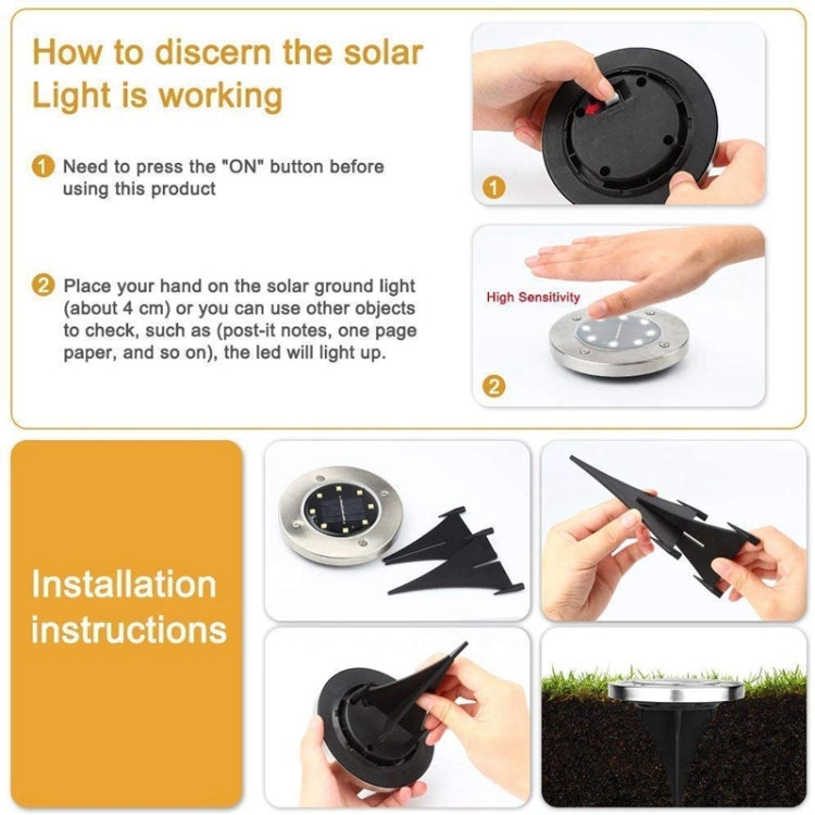2 PCS 16 LEDs Solar Powered Buried Light Under Ground Lamp IP65 Waterproof Outdoor Garden Street Light (Warm White)