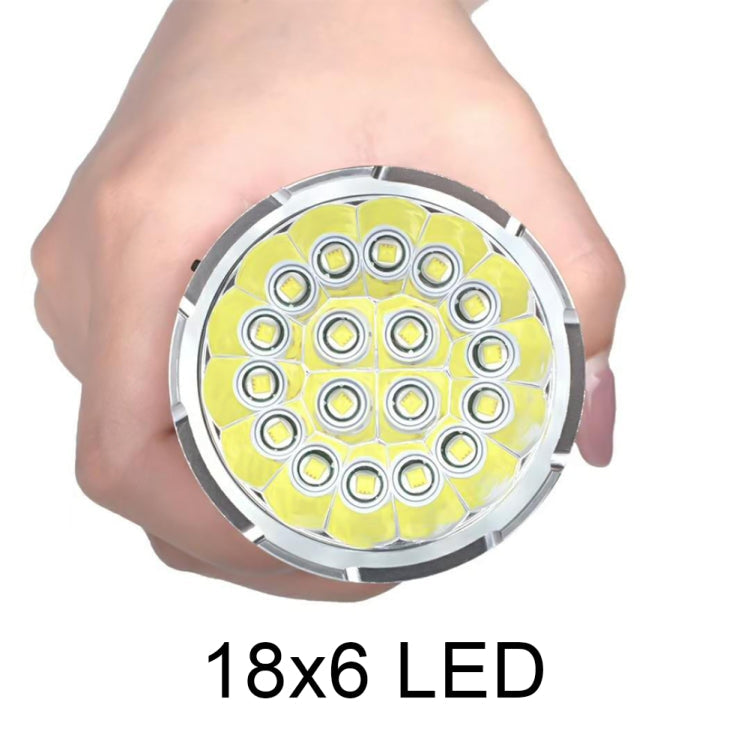 3 Gears, K18MAX 18xT6, Luminous Flux: 5400lm LED Flashlight, Without Battery (Black)