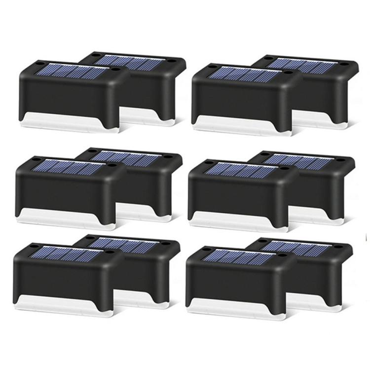 12 PCS Solar Powered LED Outdoor Stairway Light IP65 Waterproof Garden Lamp, Warm White Light(Black)
