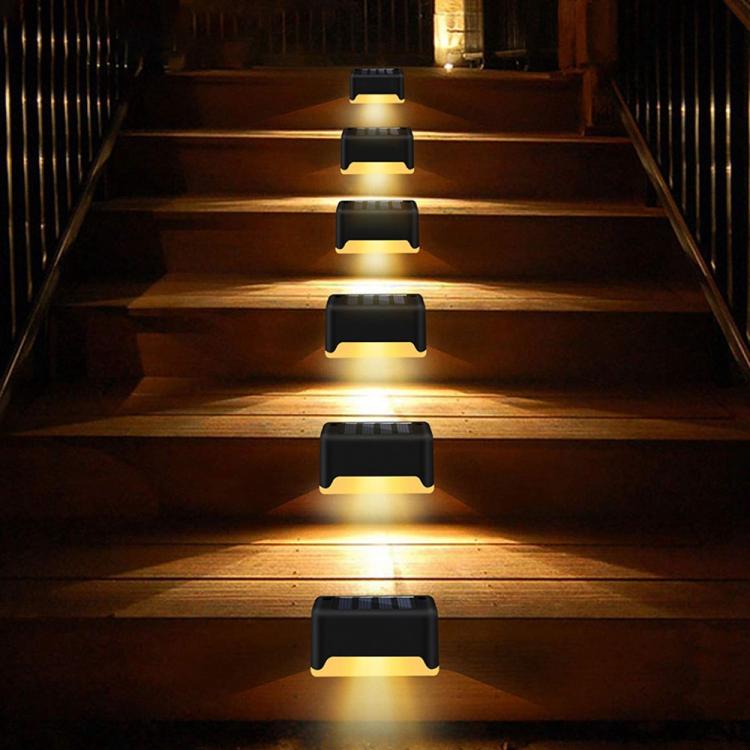 12 PCS Solar Powered LED Outdoor Stairway Light IP65 Waterproof Garden Lamp, Warm White Light(Black)
