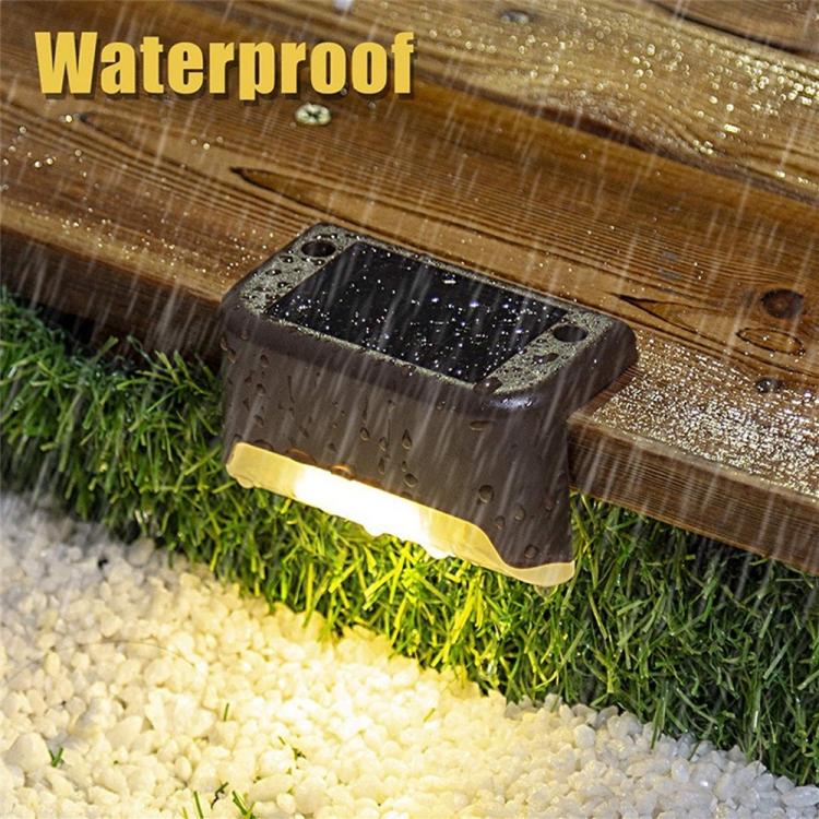 12 PCS Solar Powered LED Outdoor Stairway Light IP65 Waterproof Garden Lamp, Warm White Light(Black)