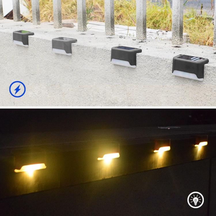 12 PCS Solar Powered LED Outdoor Stairway Light IP65 Waterproof Garden Lamp, Warm White Light(Black)