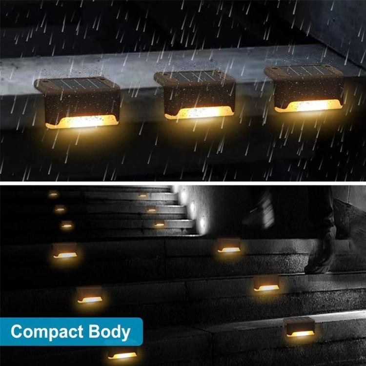 12 PCS Solar Powered LED Outdoor Stairway Light IP65 Waterproof Garden Lamp, Warm White Light(Black)
