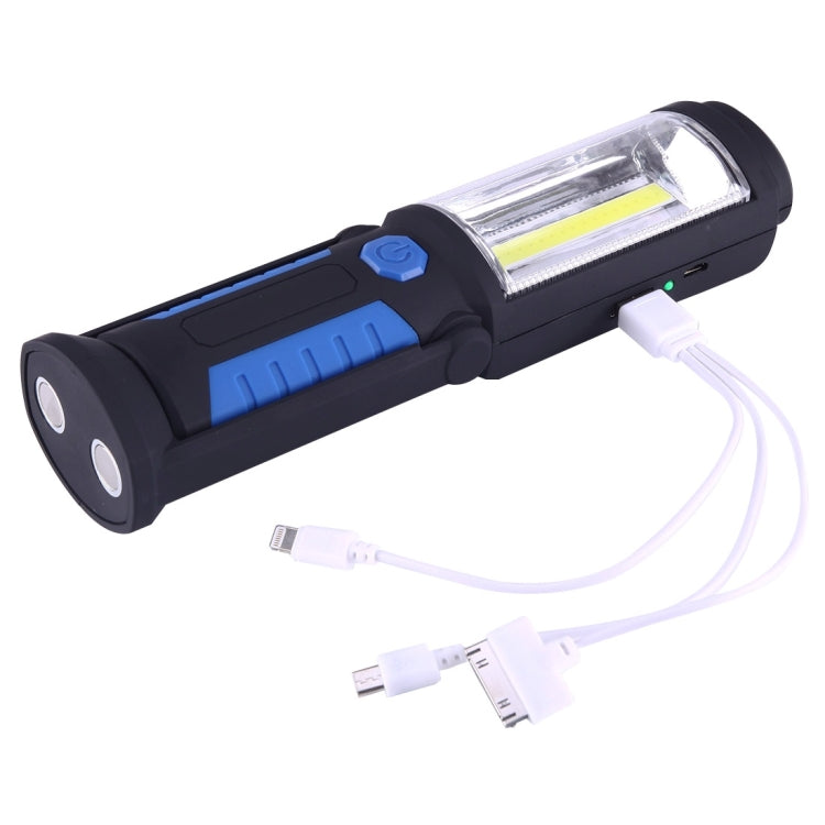 PR5W-1 5W COB+1W F8 IP43 Waterproof White Light LED Torch Work Light , 400 LM Multi-function USB Charging Portable Emergency Work Stand Light with Magnetic & 360 Degrees Swivel Hook(Blue)
