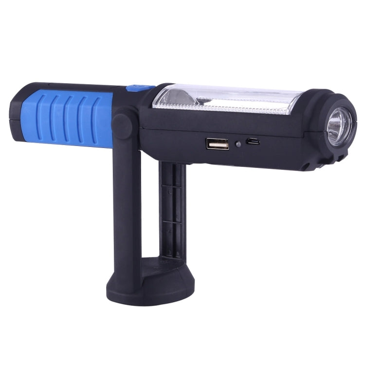 PR5W-1 5W COB+1W F8 IP43 Waterproof White Light LED Torch Work Light , 400 LM Multi-function USB Charging Portable Emergency Work Stand Light with Magnetic & 360 Degrees Swivel Hook(Blue)