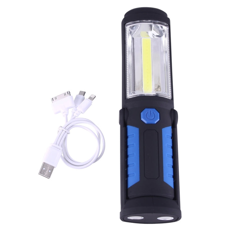 PR5W-1 5W COB+1W F8 IP43 Waterproof White Light LED Torch Work Light , 400 LM Multi-function USB Charging Portable Emergency Work Stand Light with Magnetic & 360 Degrees Swivel Hook(Blue)