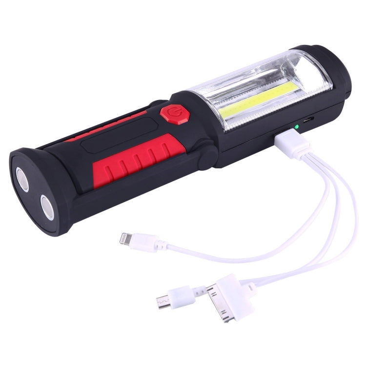 PR5W-1 5W COB+1W F8 IP43 Waterproof White Light LED Torch Work Light , 400 LM Multi-function USB Charging Portable Emergency Work Stand Light with Magnetic & 360 Degrees Swivel Hook(Red)