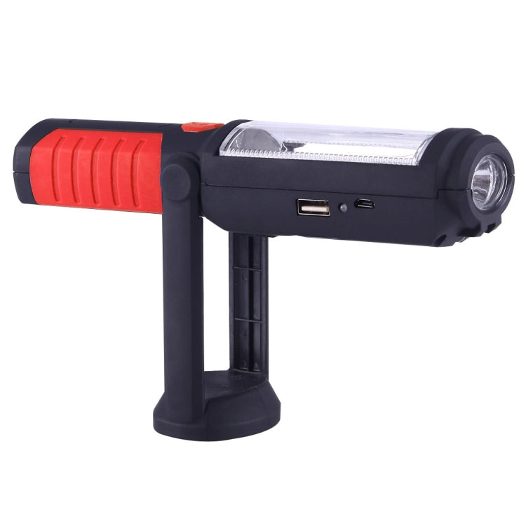 PR5W-1 5W COB+1W F8 IP43 Waterproof White Light LED Torch Work Light , 400 LM Multi-function USB Charging Portable Emergency Work Stand Light with Magnetic & 360 Degrees Swivel Hook(Red)