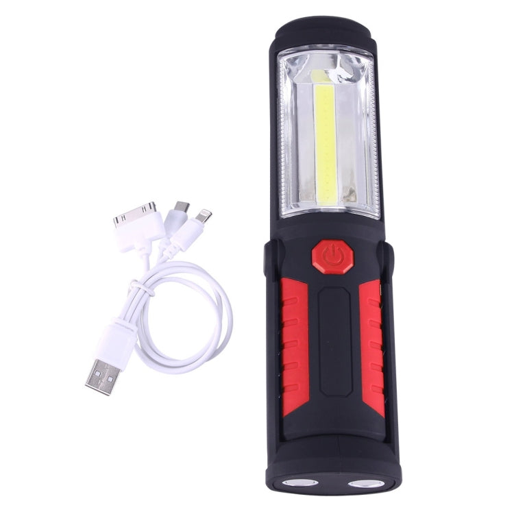 PR5W-1 5W COB+1W F8 IP43 Waterproof White Light LED Torch Work Light , 400 LM Multi-function USB Charging Portable Emergency Work Stand Light with Magnetic & 360 Degrees Swivel Hook(Red)