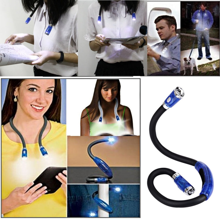 DAMOIL Flexible Eyeshield LED Reading Lights, Creative Double Head Hands-free Neck Stereo Flashlight Working Light Auto Lamp with 4 LED Light & Soft Rubber Grip Neck Pad