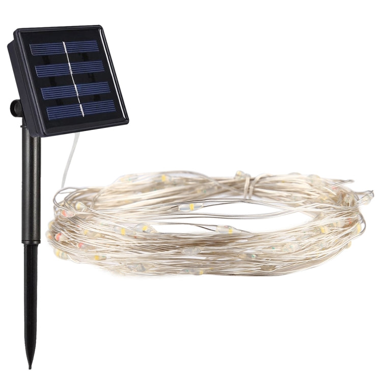 20m 200 LEDs SMD 0603 Solar Panel Silver Wire String Light Fairy Lamp Decorative Light, DC 5V (Colorful Light)