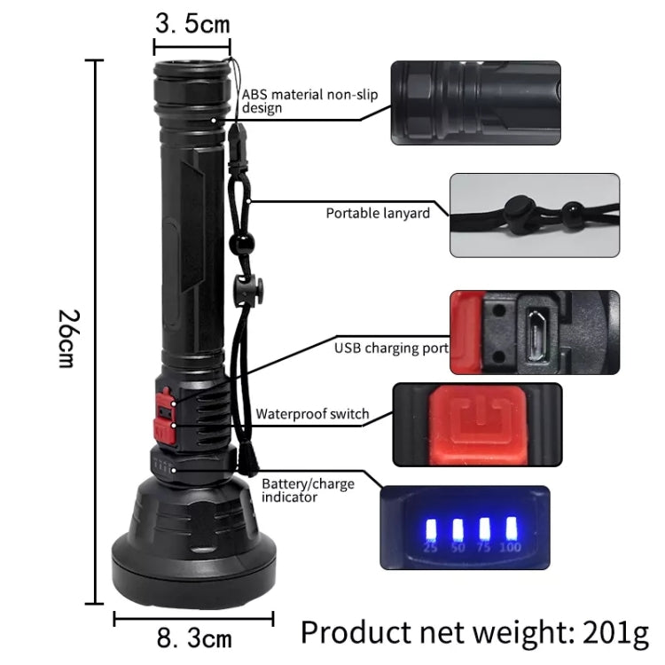 L-826 Single Core 3W USB Rechargeable Mini Portable Glare LED Flashlight