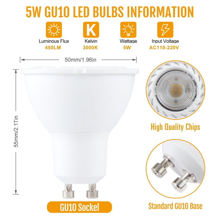 GU10-7LED 5W 2835COB LED Spotlight, AC110-220V (Warm White)