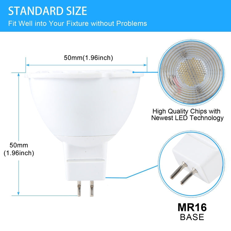 MR16-6LED 5W 2835COB LED Spotlight, AC12-18V DC12-24V (White Light)