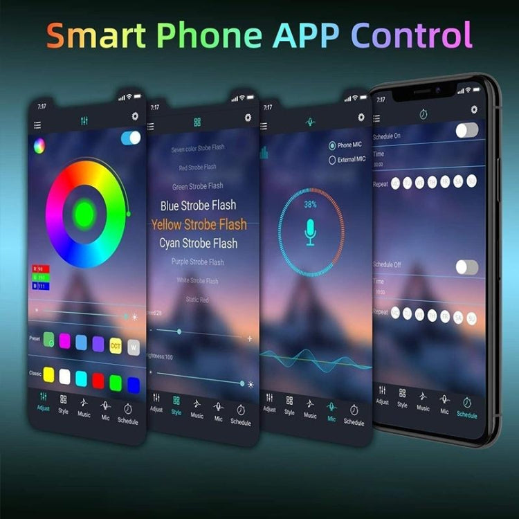 Smart Bluetooth APP Control Bare Board 2835 SMD RGB LED Rope Light, 60 LED/m, Length: 5m, 12V 2A 100-240V(US Plug)