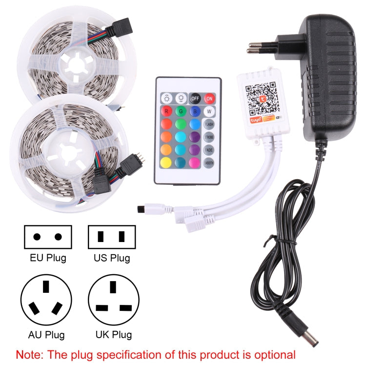 2pcs Bare Board 5050 SMD RGB LED Rope Light, 30 LED/m, Length: 5m, 12V 2A 100-240V, with 24 Keys Doodle Controller (UK Plug)