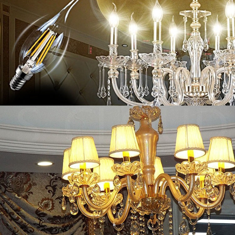 C35 E14 4W 4 LEDs 300 LM 6500K Dimmable Retro LED Filament Light Bulb Energy Saving Light, AC 220V(White Light)