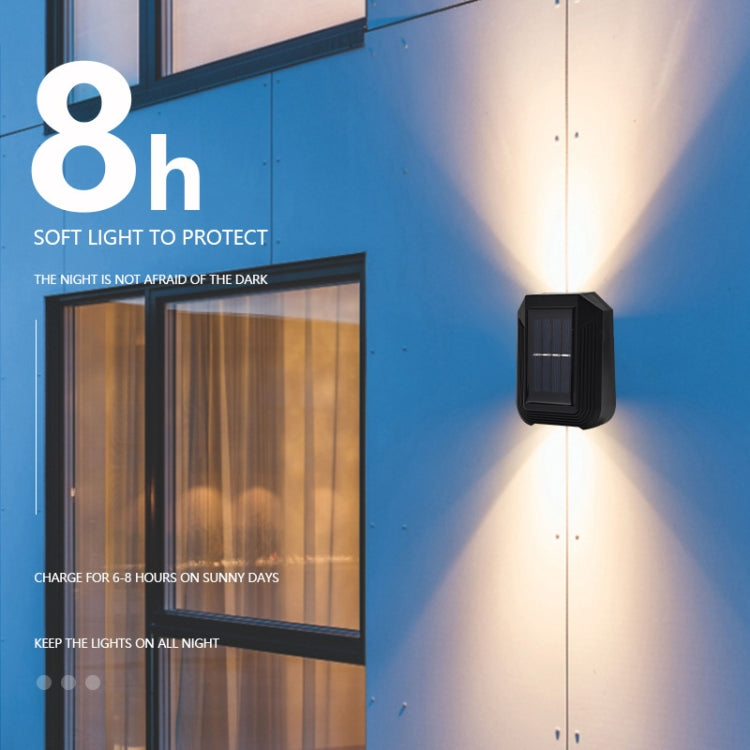 6 LED Solar Wall Lamp Outdoor Decorative Garden Up And Down Light (Warm White)