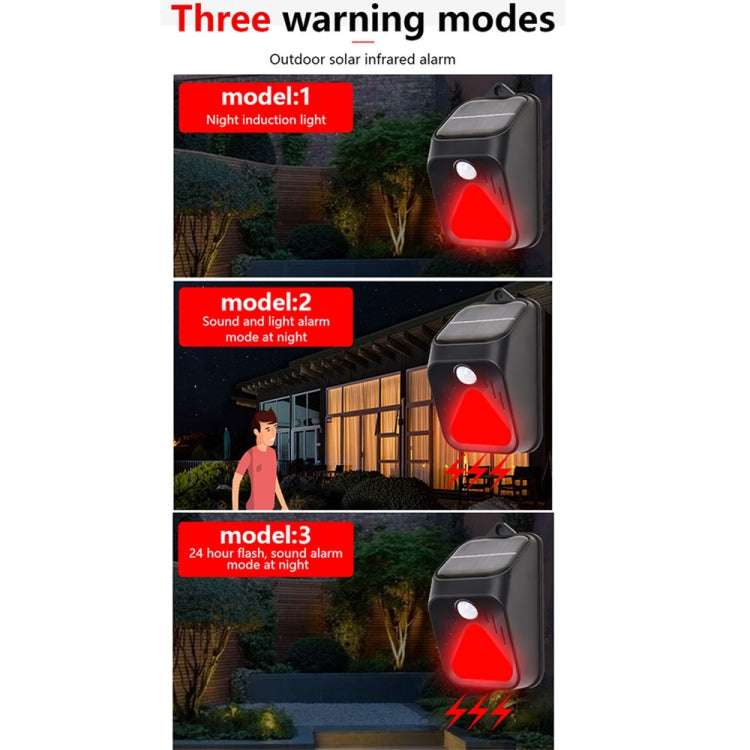 Solar Burglar Alarm Light Remote Control Human Body Induction Alarm (Black)