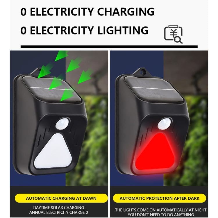 Solar Burglar Alarm Light Remote Control Human Body Induction Alarm (Black)