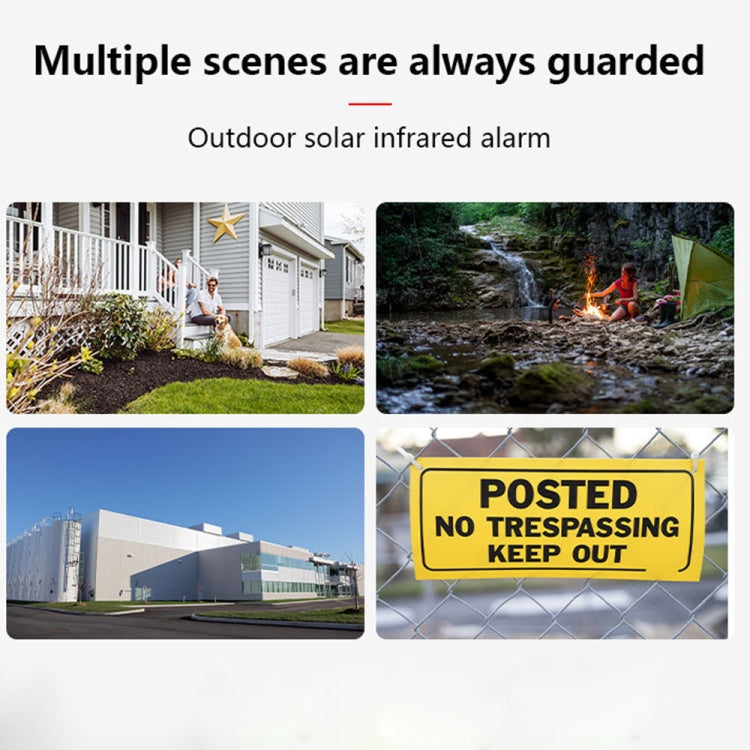 Solar Burglar Alarm Light Remote Control Human Body Induction Alarm (Black)