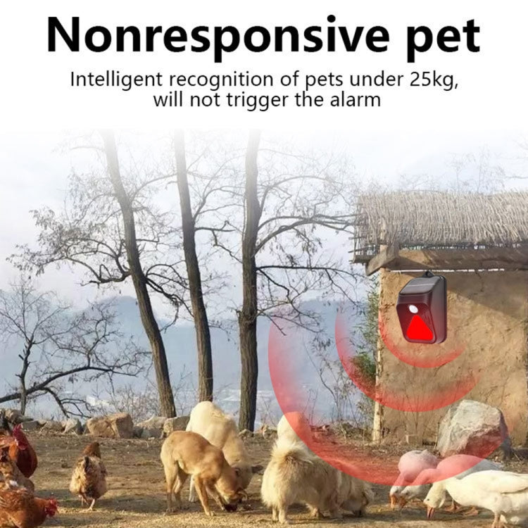 Solar Burglar Alarm Light Remote Control Human Body Induction Alarm (Red)