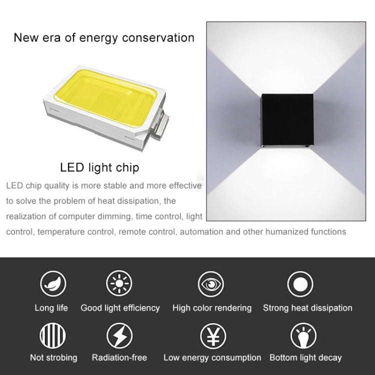 6W Light Shape Adjustable Aluminum Shell COB LED Wall Light, IP65 Waterproof Cubic Shape Outdoor and Indoor Decorative Light for Living Room, Bedroom, Aisle, Hotel, AC 85-265V