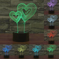 Double Heart Balloon Style 3D Touch Switch Control LED Light , 7 Color Discoloration Creative Visual Stereo Lamp Desk Lamp Night Light