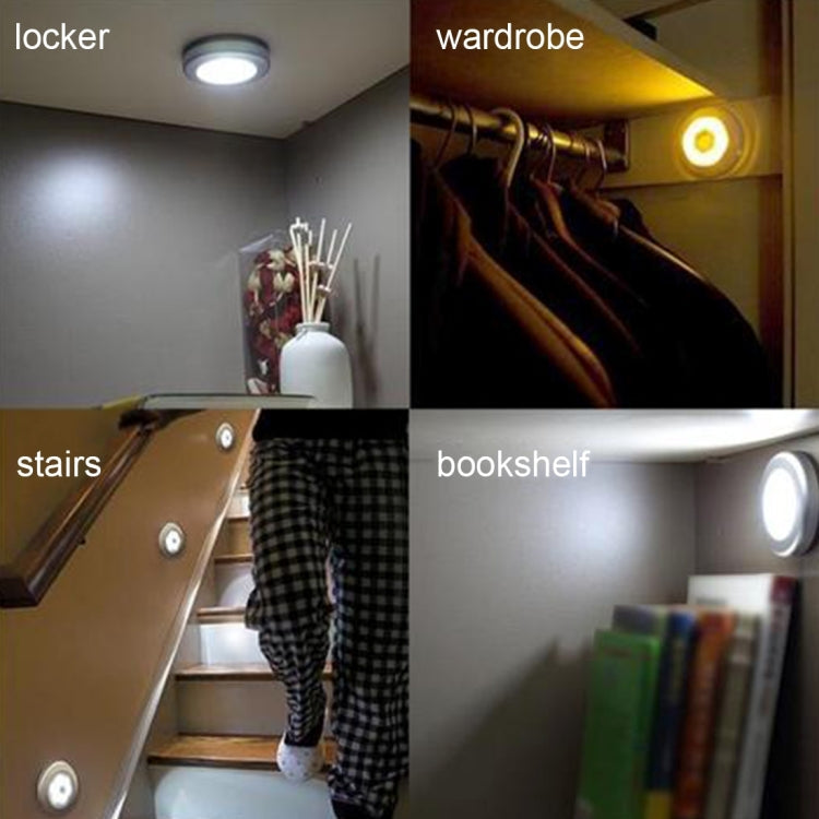 PIR Human Body Motion Sensor + Light Control White Light LED Night Light, 6 LEDs Mini Lamp for Closet / Cabinet / Stairways / Bedroom, Sensor Distance: 5m, DC 5V