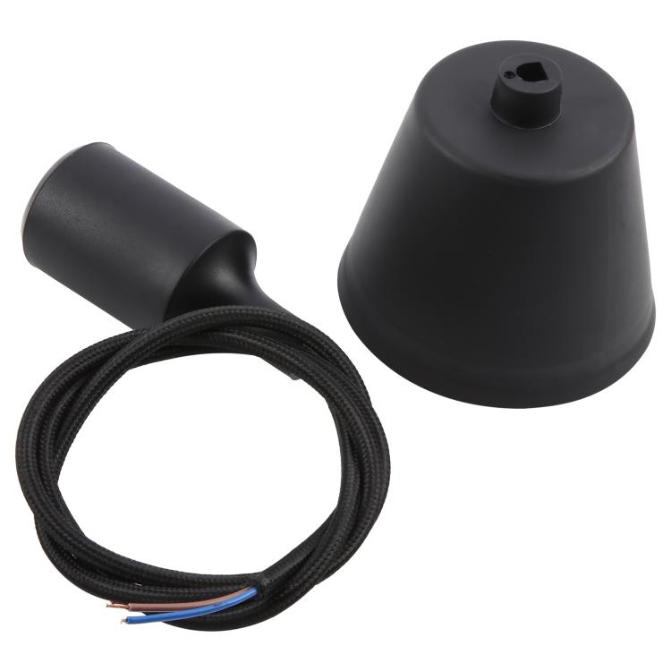E27 Lamp Holder DIY Ceiling Chandelier Light Bulbs Screw Silicone Base Socket, Cable Length: 1m (Black)