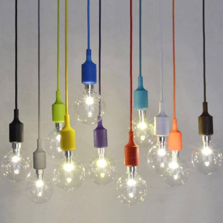 E27 Lamp Holder DIY Ceiling Chandelier Light Bulbs Screw Silicone Base Socket, Cable Length: 1m (Black)