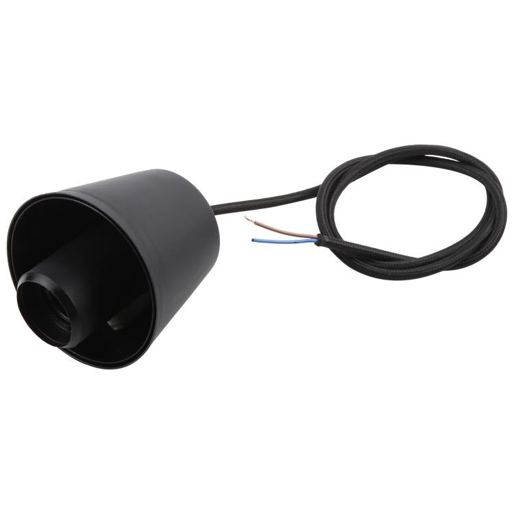 E27 Lamp Holder DIY Ceiling Chandelier Light Bulbs Screw Silicone Base Socket, Cable Length: 1m (Black)