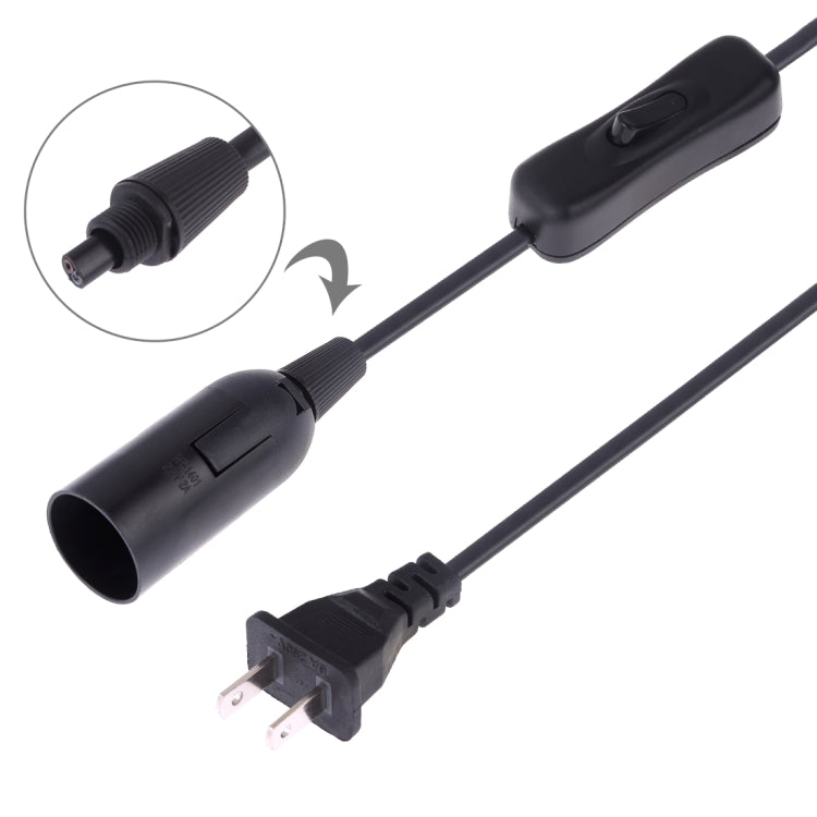 E14 Wire Cap Switch Lamp Holder Chandelier Power Socket with 1.5m Extension Cable, US Plug(Black)