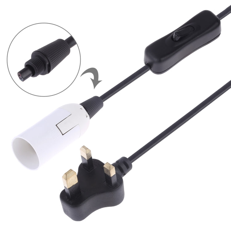 E14 Wire Cap Switch Lamp Holder Chandelier Power Socket with 1.2m Extension Cable, Small UK Plug(White)