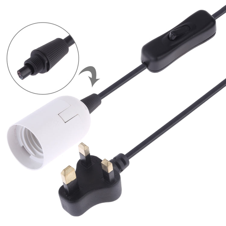 E27 Wire Cap Switch Lamp Holder Chandelier Power Socket with 1.2m Extension Cable, Small UK Plug(White)