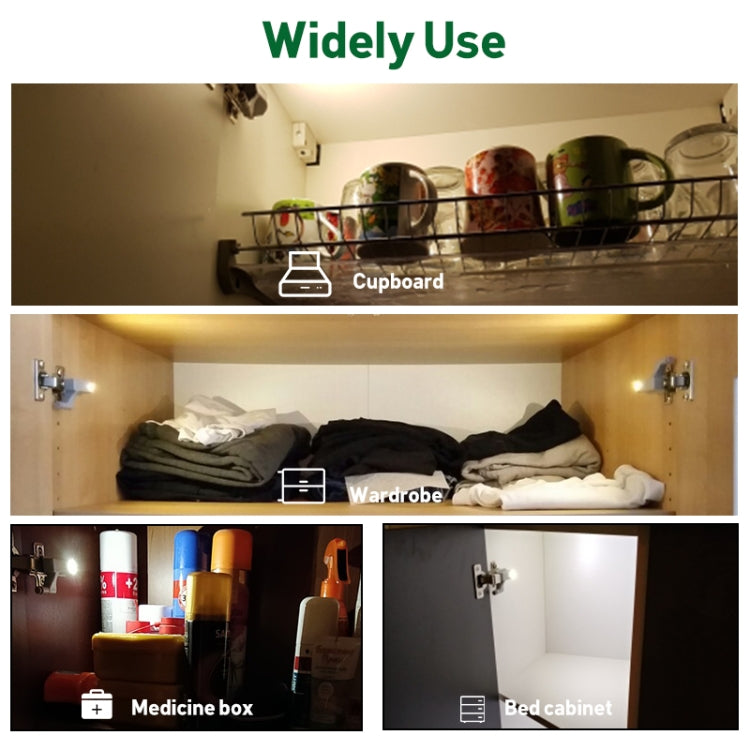 10 PCS 0.3W Universal Inner Hinge LED Sensor lamp Cupboard 3 LEDs Night light Auto ON/OFF Bulb(Warm White)
