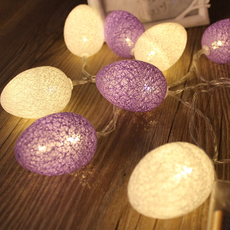 Battery Powered 1.8m 10 LEDs Cotton Thread Colour Egg Lamp String Easter Holiday Party Household Decorative Light(Purple)