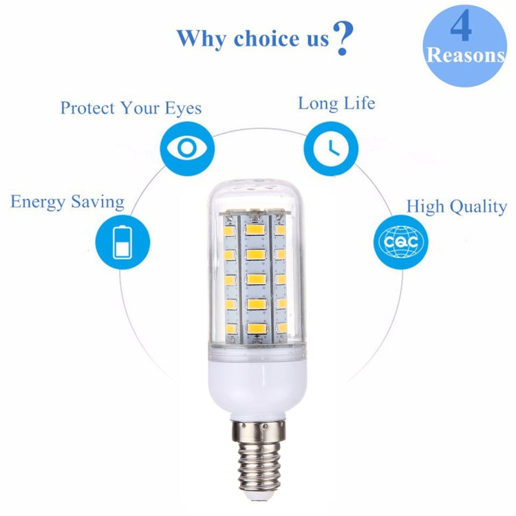 E14 3.5W 36 LEDs SMD 5730 LED Corn Light Bulb, AC 12-80V (Warm White)